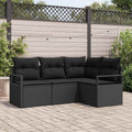 Sofa Set 4 pcs Schwarz Poly-Rattan