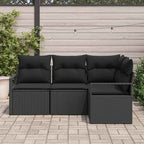 Sofa Set 4 pcs Schwarz Poly-Rattan