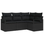 Sofa Set 4 pcs Schwarz Poly-Rattan