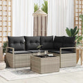 Sofa Set 5 pcs Hellgrau Poly-Rattan