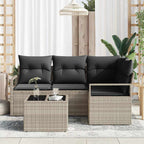 Sofa Set 5 pcs Hellgrau Poly-Rattan