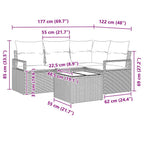 Sofa Set 5 pcs Hellgrau Poly-Rattan