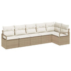 Sofa Set mit Kissen 6 pcs Beige Poly Rattan