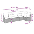 Sofa Set mit Kissen 6 pcs Beige Poly Rattan