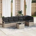 Sofa Set 7 pcs Hellgrau Poly-Rattan