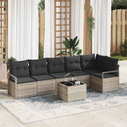 Sofa Set 7 pcs Hellgrau Poly-Rattan
