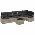 Sofa Set 7 pcs Hellgrau Poly-Rattan
