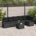Sofa Set mit Kissen 7 pcs Schwarz Poly Rattan