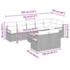 Sofa Set 9 pcs Grau Poly-Rattan