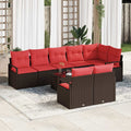Sofa Set mit Kissen 9 pcs Braun Poly Rattan