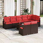 Sofa Set mit Kissen 9 pcs Braun Poly Rattan