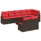 Sofa Set mit Kissen 9 pcs Braun Poly Rattan