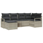 Sofa Set 6 pcs Hellgrau Poly-Rattan