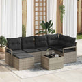 Sofa Set 7 pcs Hellgrau Poly-Rattan