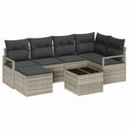 Sofa Set 7 pcs Hellgrau Poly-Rattan