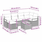 Sofa Set 7 pcs Hellgrau Poly-Rattan
