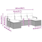 Sofa Set mit Kissen 6 pcs Braun Poly Rattan