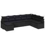 Sofa Set mit Kissen 8 pcs Schwarz Poly Rattan