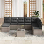 Sofa Set mit Kissen 9 pcs Grau Poly Rattan