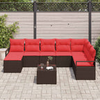 Sofa Set mit Kissen 9 pcs Braun Poly-Rattan