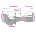 Sofa Set mit Kissen 6 pcs Braun Poly Rattan