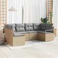 Sofa Set mit Kissen 6 pcs Beige Poly Rattan
