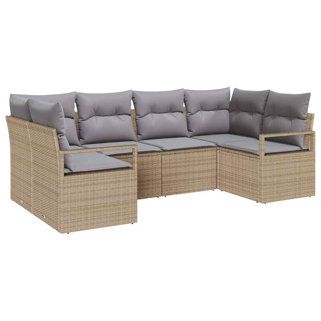 Sofa Set mit Kissen 6 pcs Beige Poly Rattan