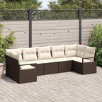 Sofa Set mit Kissen 7 pcs Braun Poly Rattan