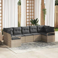 Sofa Set mit Kissen 7 pcs Grau Poly Rattan