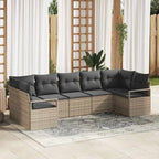 Sofa Set mit Kissen 7 pcs Grau Poly Rattan
