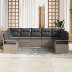 Sofa Set mit Kissen 7 pcs Grau Poly Rattan