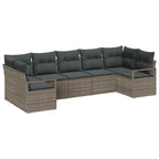 Sofa Set mit Kissen 7 pcs Grau Poly Rattan