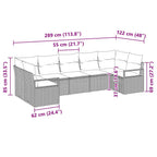 Sofa Set mit Kissen 7 pcs Schwarz Poly Rattan