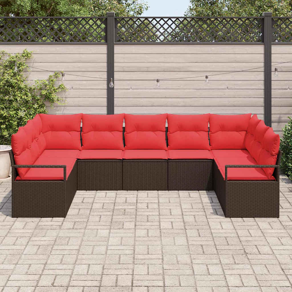 Sofa Set mit Kissen 7 pcs Braun Poly-Rattan