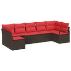 Sofa Set mit Kissen 7 pcs Braun Poly-Rattan