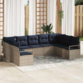 Sofa Set mit Kissen 7 pcs Grau Poly-Rattan