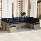 Sofa Set mit Kissen 7 pcs Grau Poly-Rattan