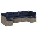 Sofa Set mit Kissen 7 pcs Grau Poly-Rattan