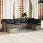 Sofa Set mit Kissen 9 pcs Grau Poly Rattan