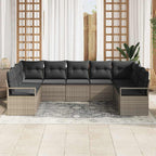 Sofa Set mit Kissen 9 pcs Grau Poly Rattan