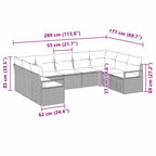Sofa Set mit Kissen 9 pcs Grau Poly Rattan