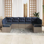 Sofa Set mit Kissen 9 pcs Grau Poly-Rattan