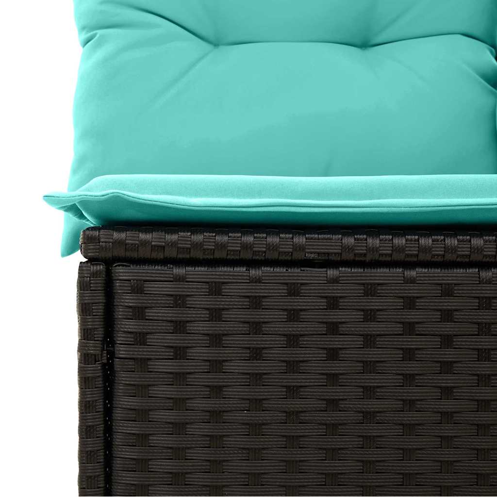 Sofa Set mit Kissen 9 pcs Schwarz Poly Rattan