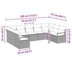 Sofa Set mit Kissen 9 pcs Schwarz Poly Rattan