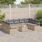 Sofa Set mit Kissen 10 pcs Beige Poly Rattan