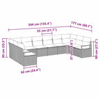 Sofa Set mit Kissen 10 pcs Schwarz Poly-Rattan