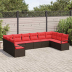 Sofa Set mit Kissen 10 pcs Braun Poly Rattan