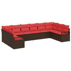 Sofa Set mit Kissen 10 pcs Braun Poly Rattan