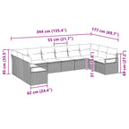Sofa Set mit Kissen 10 pcs Braun Poly Rattan