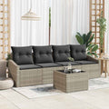 Sofa Set mit Kissen mit Kissen 5 pcs Hellgrau Poly Rattan